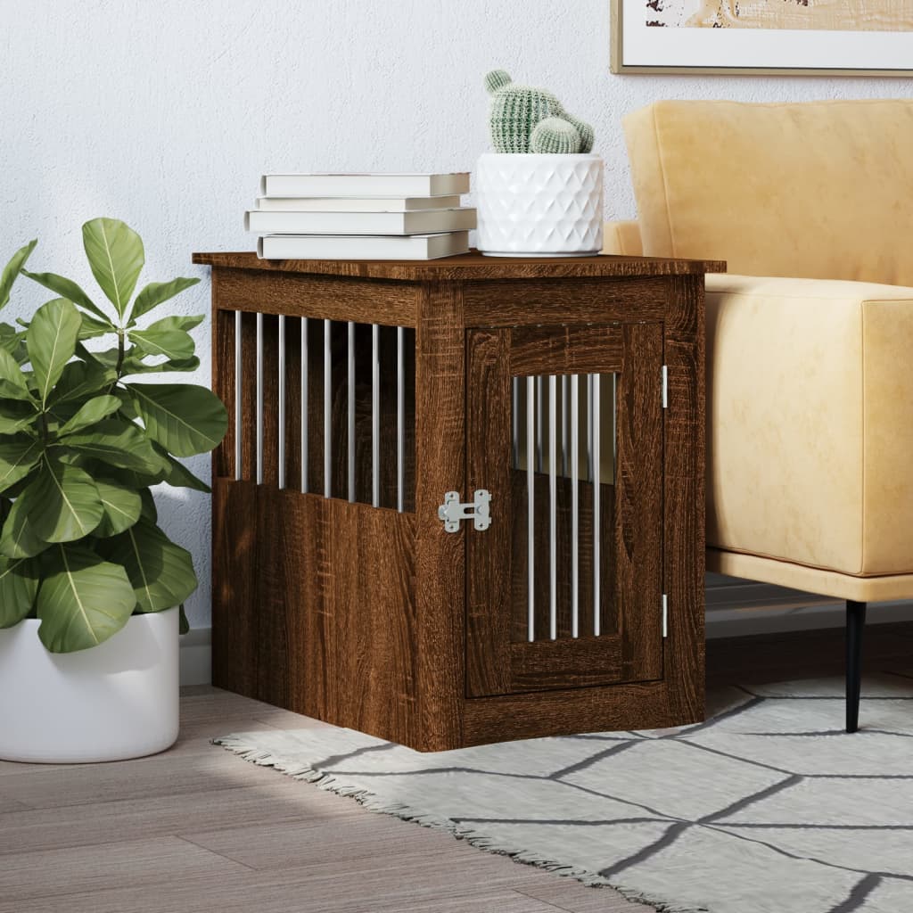 vidaXL Meuble de cage pour chiens chêne marron 45x62x59 cm