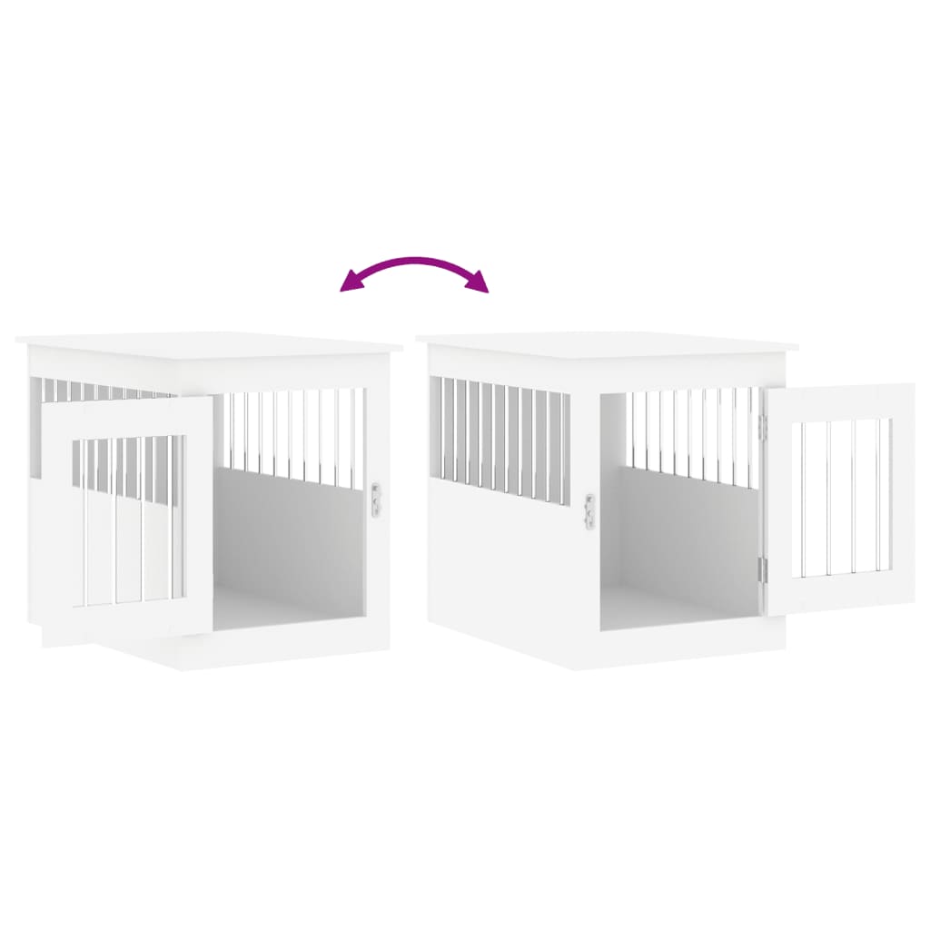 vidaXL Meuble de cage pour chiens blanc 55x75x65 cm bois d'ingénierie