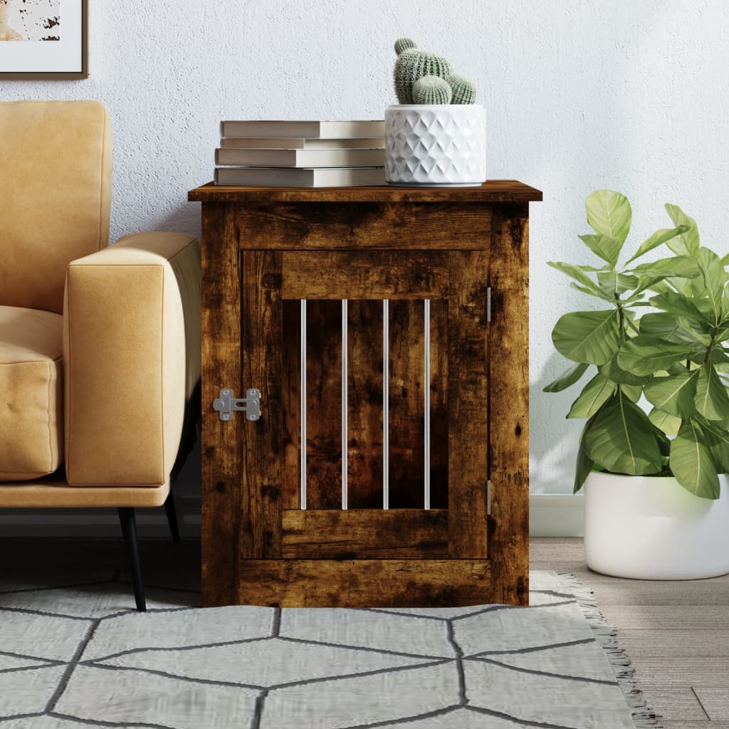 vidaXL Meuble de cage pour chiens chêne fumé 55x75x65 cm