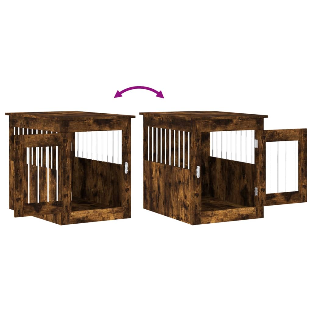vidaXL Meuble de cage pour chiens chêne fumé 55x75x65 cm