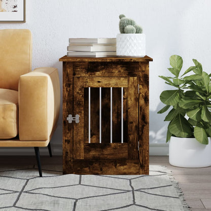 vidaXL Meuble de cage pour chiens chêne fumé 55x80x68 cm