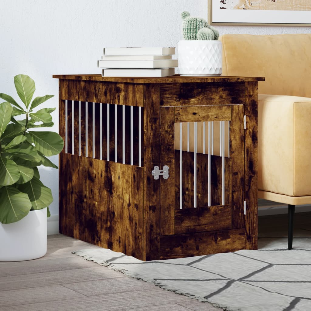 vidaXL Meuble de cage pour chiens chêne fumé 55x80x68 cm