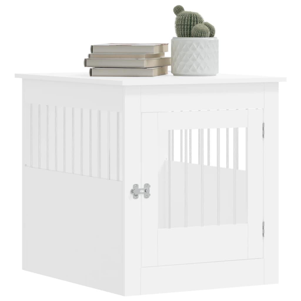 vidaXL Meuble de cage pour chiens blanc 64,5x80x71cm bois d'ingénierie