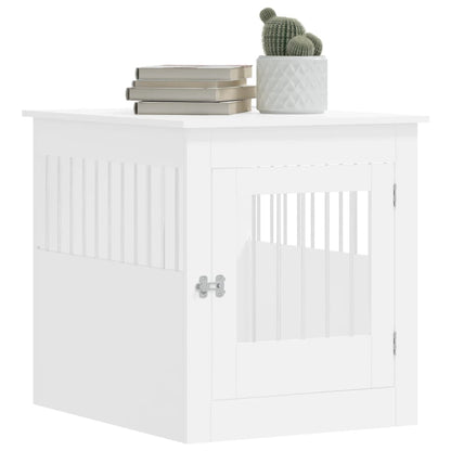 vidaXL Meuble de cage pour chiens blanc 64,5x80x71cm bois d'ingénierie