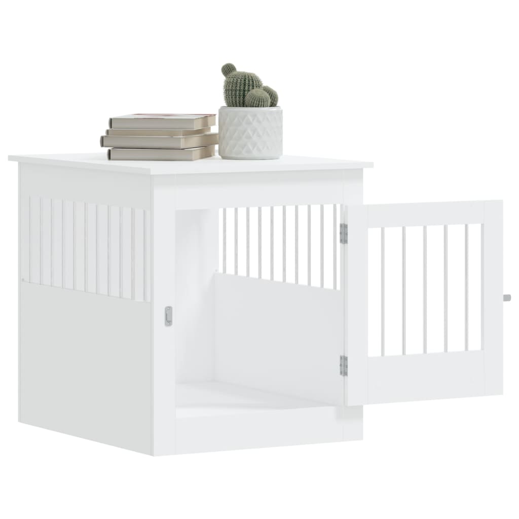 vidaXL Meuble de cage pour chiens blanc 64,5x80x71cm bois d'ingénierie