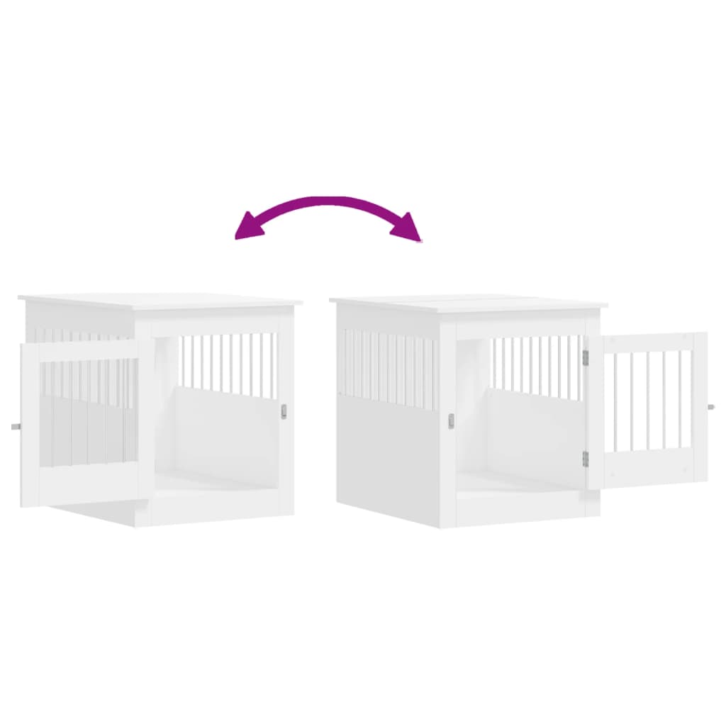 vidaXL Meuble de cage pour chiens blanc 64,5x80x71cm bois d'ingénierie