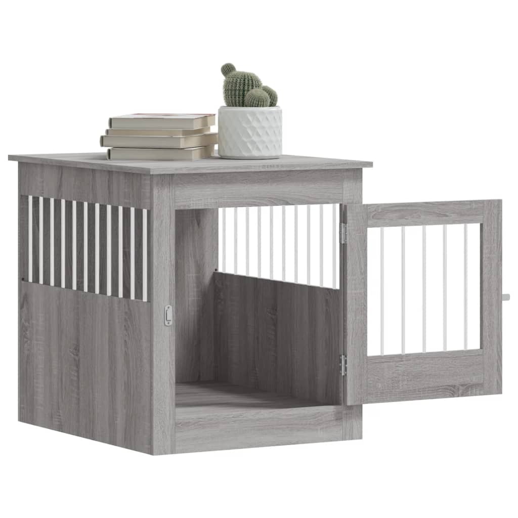 vidaXL Meuble de cage pour chiens sonoma gris 64,5x80x71 cm