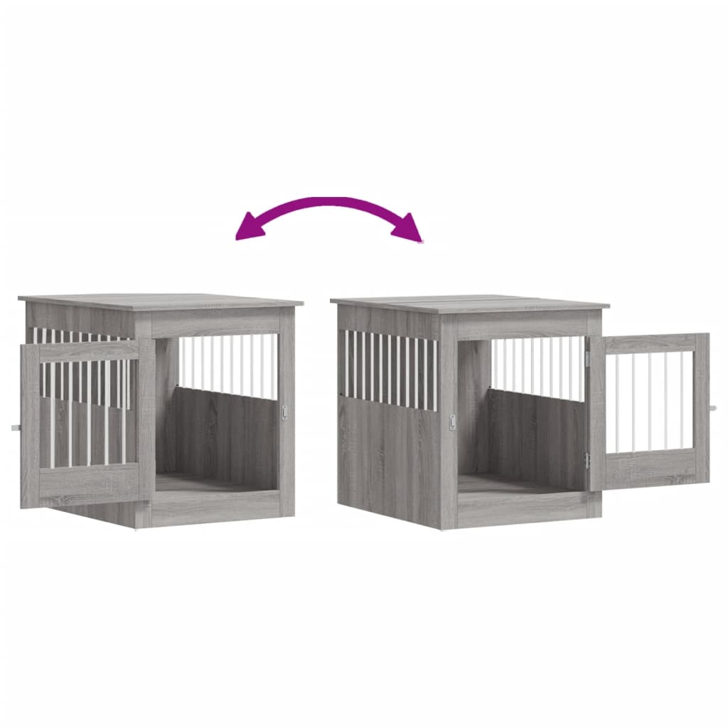 vidaXL Meuble de cage pour chiens sonoma gris 64,5x80x71 cm