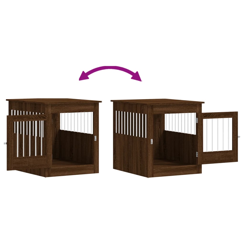 vidaXL Meuble de cage pour chiens chêne marron 64,5x80x71 cm