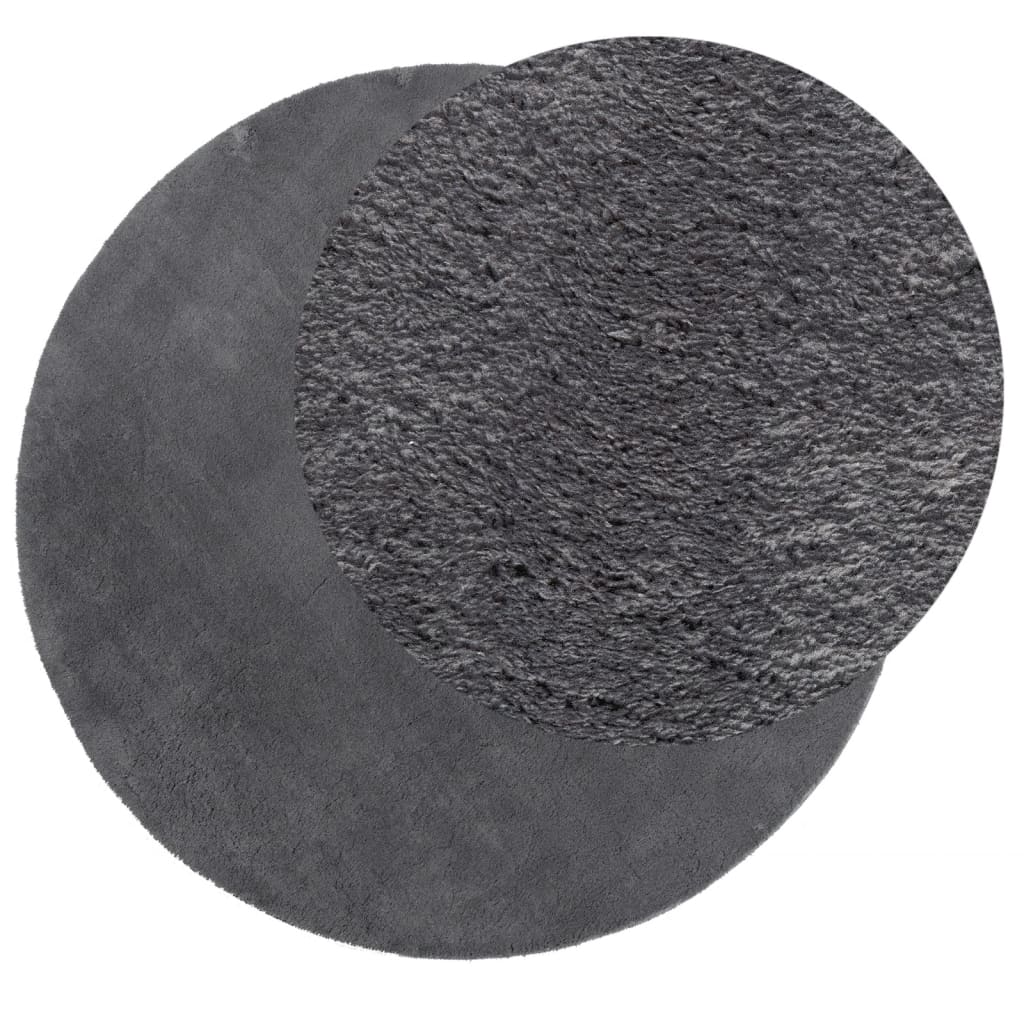 vidaXL Tapis HUARTE à poils courts doux et lavable anthracite Ø 80 cm