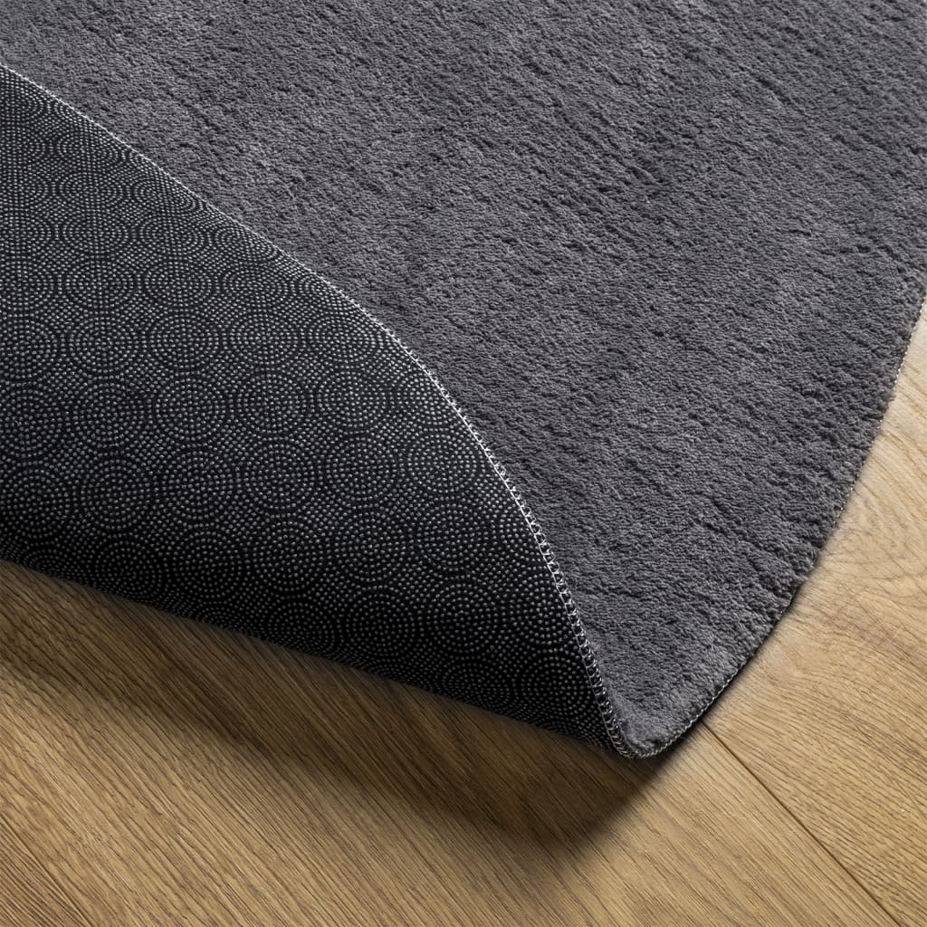 vidaXL Tapis HUARTE à poils courts doux et lavable anthracite Ø 80 cm