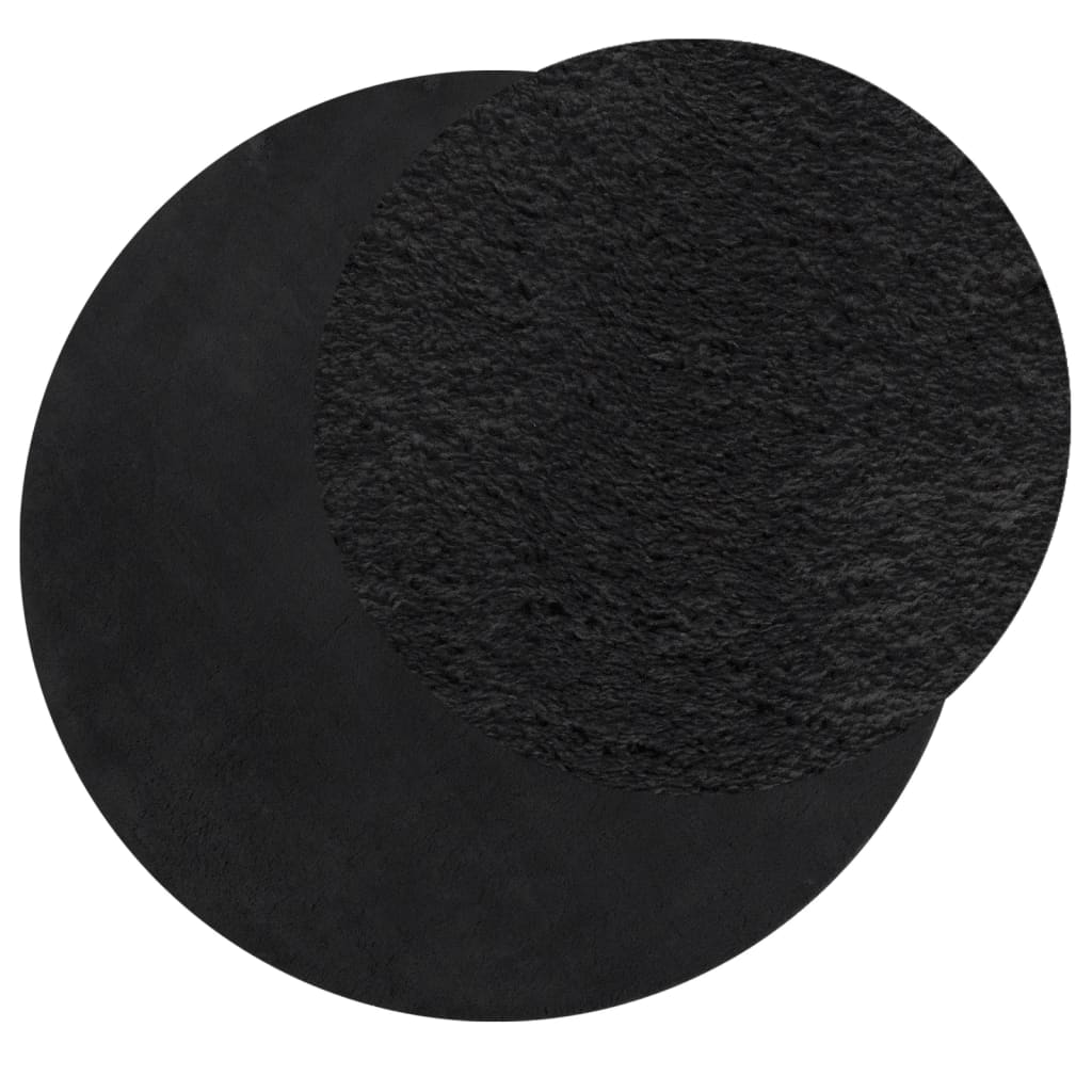 vidaXL Tapis HUARTE à poils courts doux et lavable noir Ø 100 cm