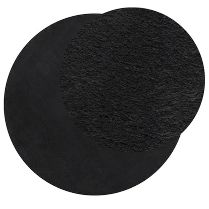 vidaXL Tapis HUARTE à poils courts doux et lavable noir Ø 100 cm