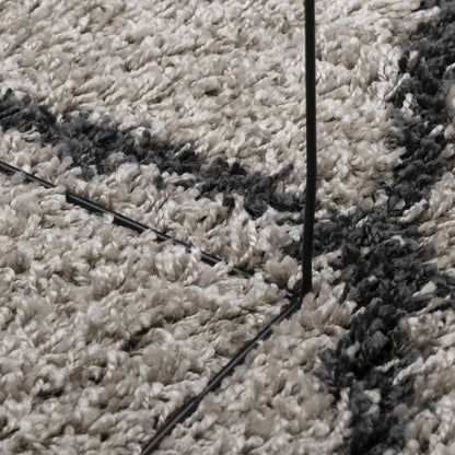 vidaXL Tapis shaggy à poils longs moderne beige et anthracite Ø 100 cm