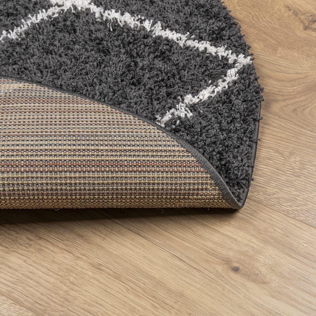 vidaXL Tapis shaggy à poils longs moderne noir et crème Ø 280 cm