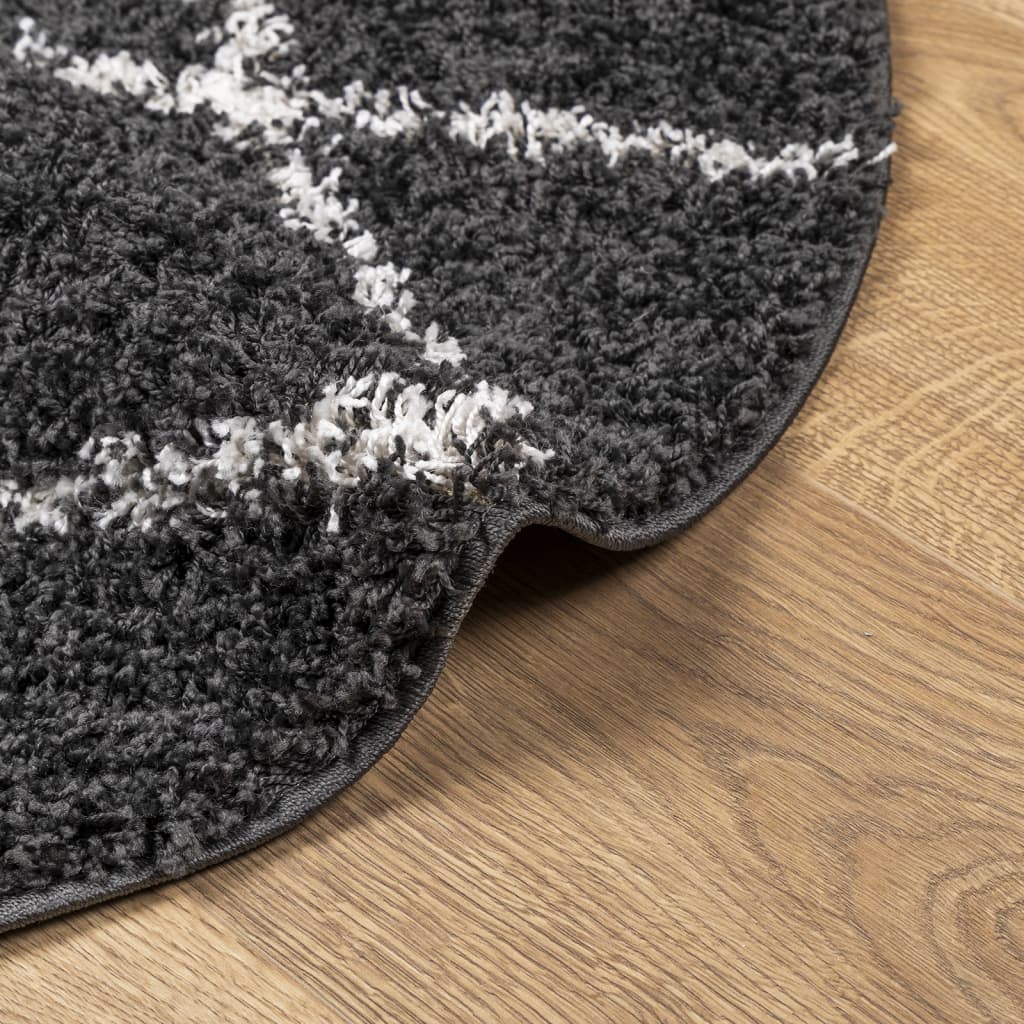 vidaXL Tapis shaggy à poils longs moderne noir et crème Ø 280 cm