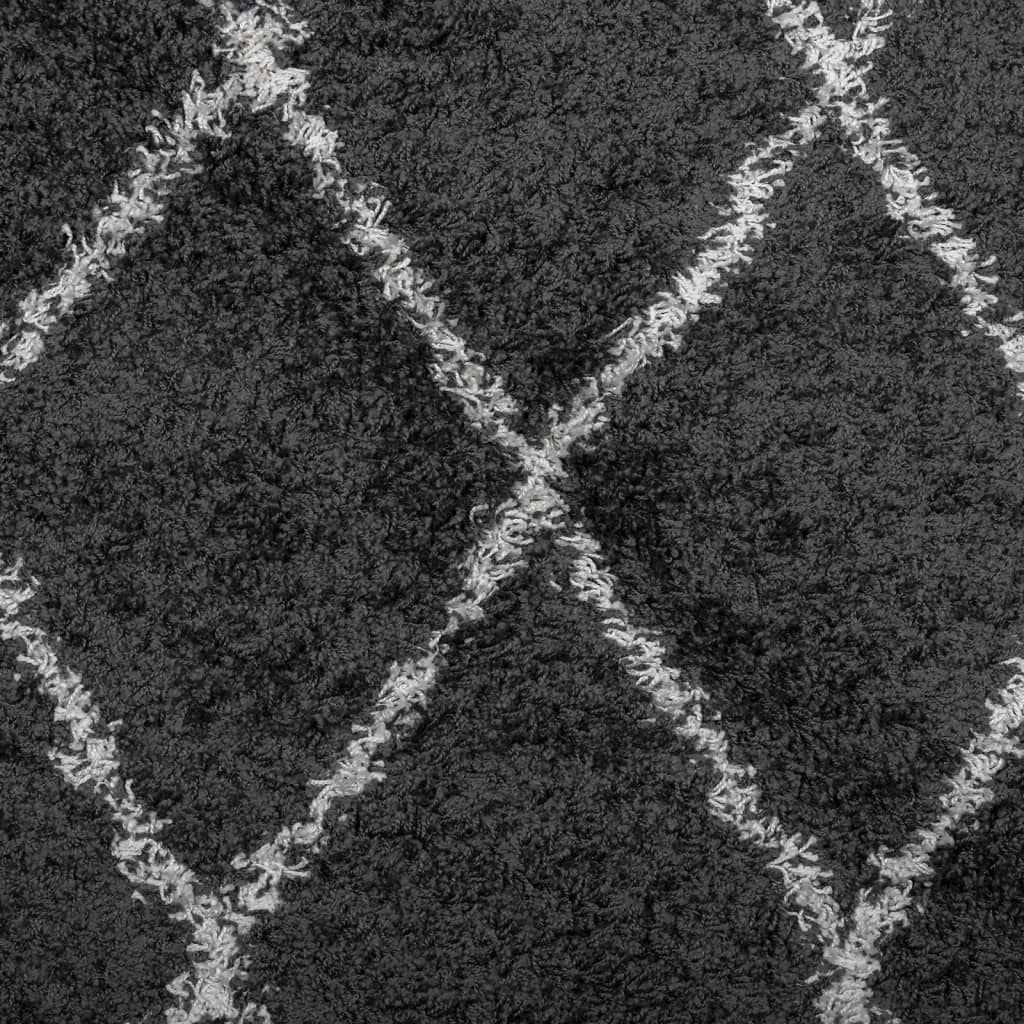 vidaXL Tapis shaggy à poils longs moderne noir et crème Ø 280 cm