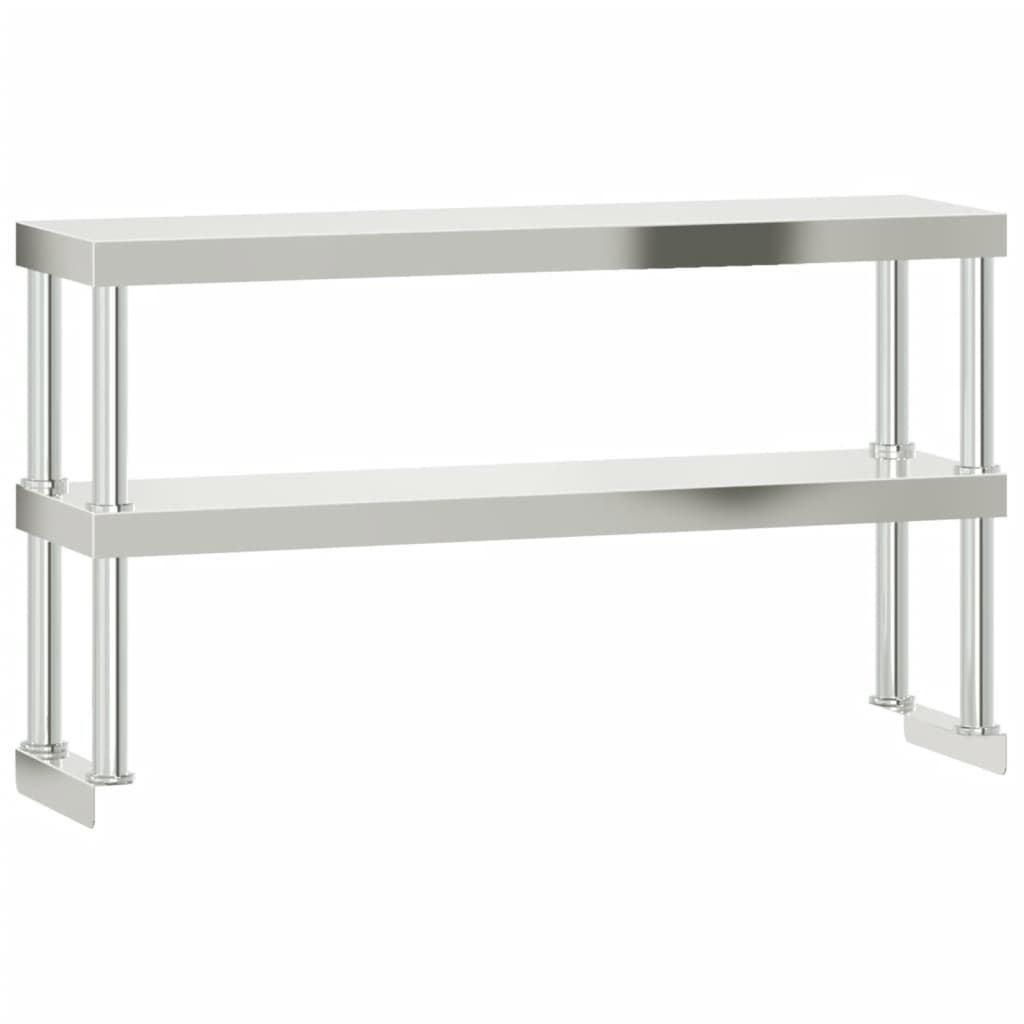 vidaXL Table de travail de cuisine avec étagère 110x55x150 cm inox