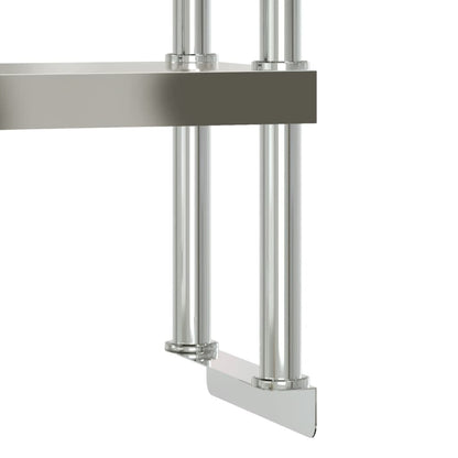 vidaXL Table de travail de cuisine avec étagère 110x55x150 cm inox