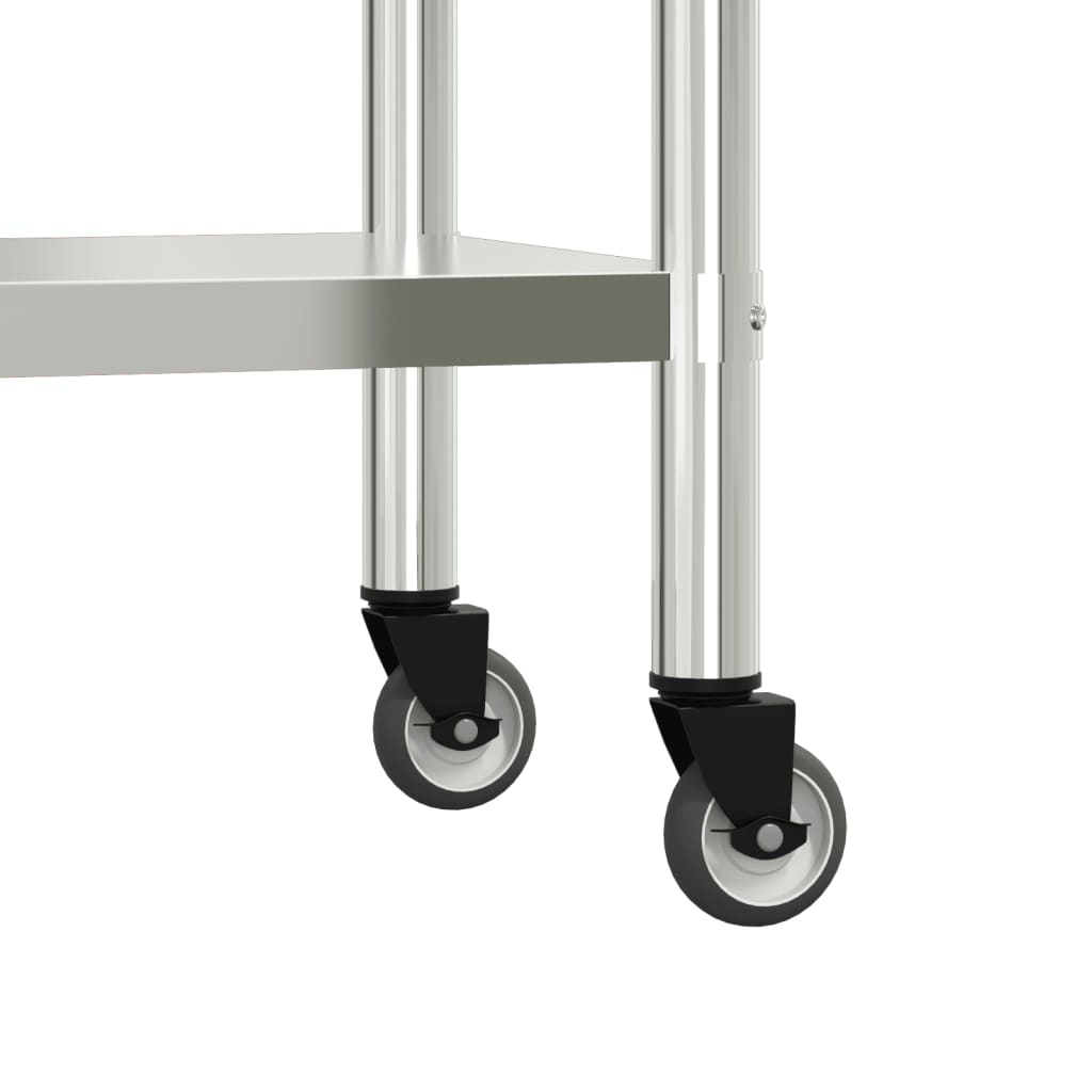 vidaXL Table de travail de cuisine avec étagère 110x55x150 cm inox
