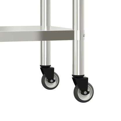 vidaXL Table de travail de cuisine avec étagère 110x55x150 cm inox