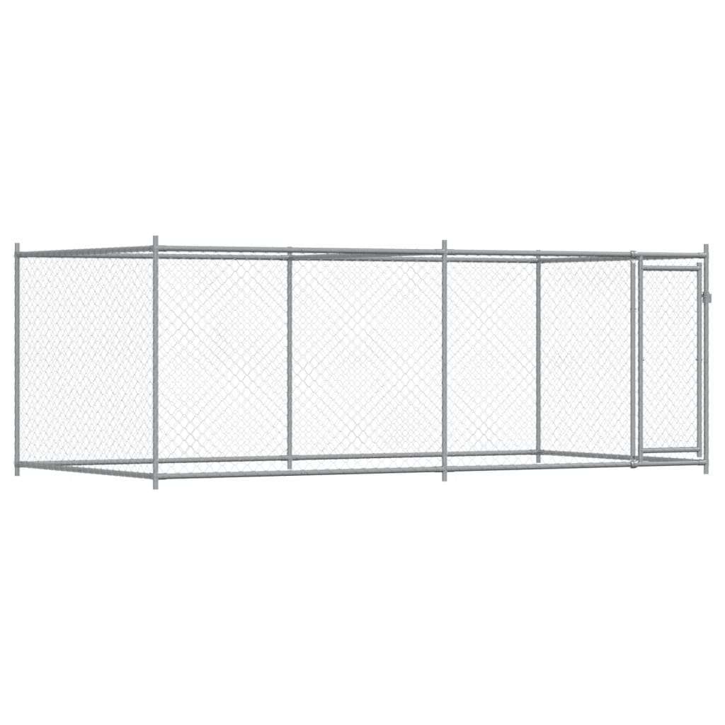 vidaXL Cage pour chien avec porte gris 4x2x1,5 m acier galvanisé