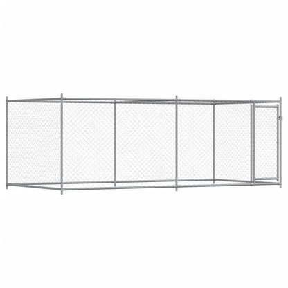 vidaXL Cage pour chien avec porte gris 4x2x1,5 m acier galvanisé