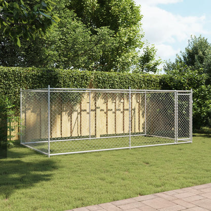 vidaXL Cage pour chien avec porte gris 4x2x1,5 m acier galvanisé