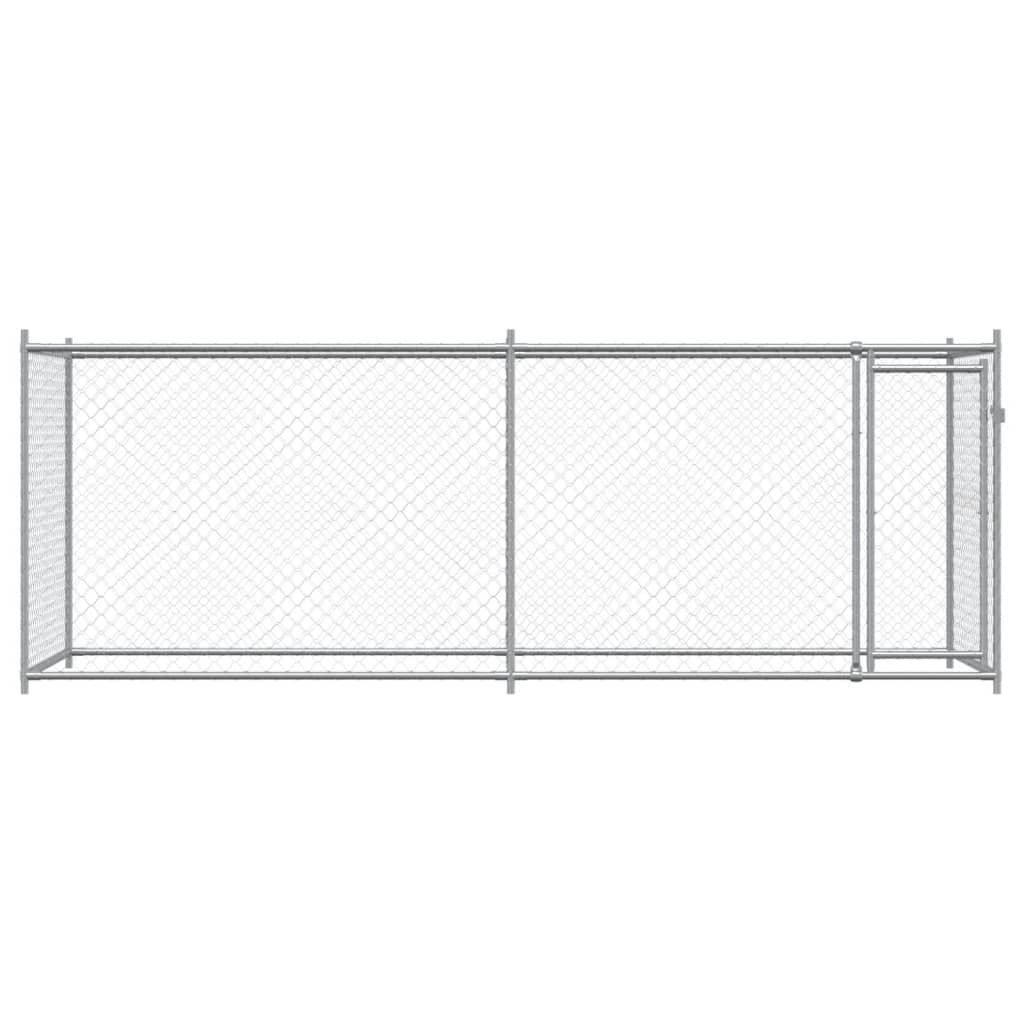 vidaXL Cage pour chien avec porte gris 4x2x1,5 m acier galvanisé