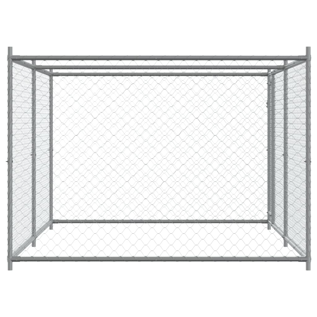 vidaXL Cage pour chien avec porte gris 4x2x1,5 m acier galvanisé