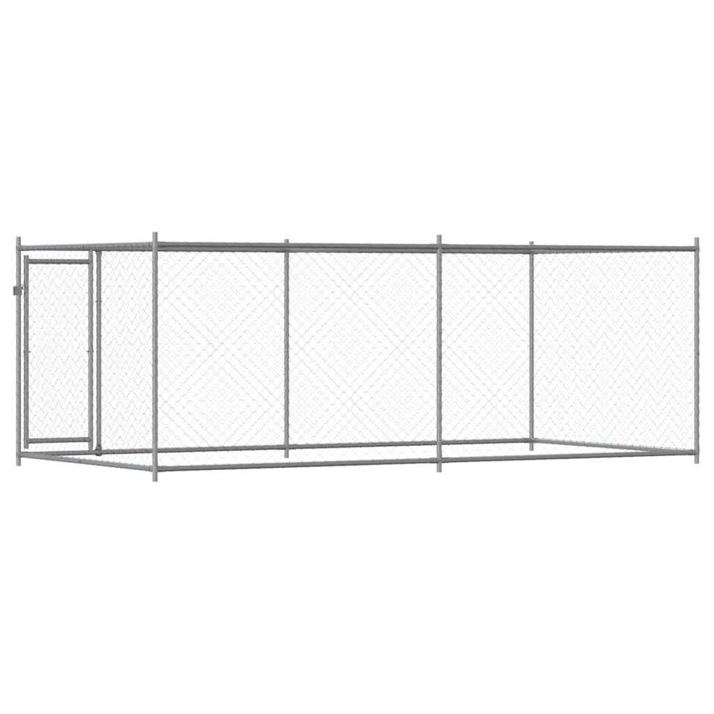 vidaXL Cage pour chien avec porte gris 4x2x1,5 m acier galvanisé