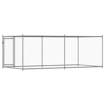 vidaXL Cage pour chien avec porte gris 4x2x1,5 m acier galvanisé