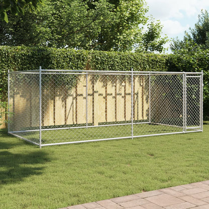 vidaXL Cage pour chien avec porte gris 4x2x1,5 m acier galvanisé