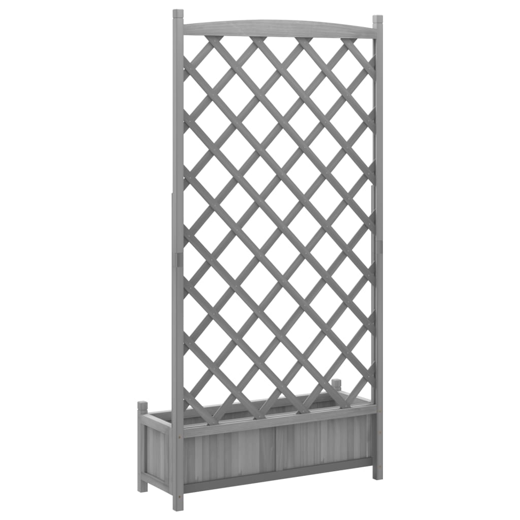 vidaXL Jardinière avec treillis gris bois massif de sapin