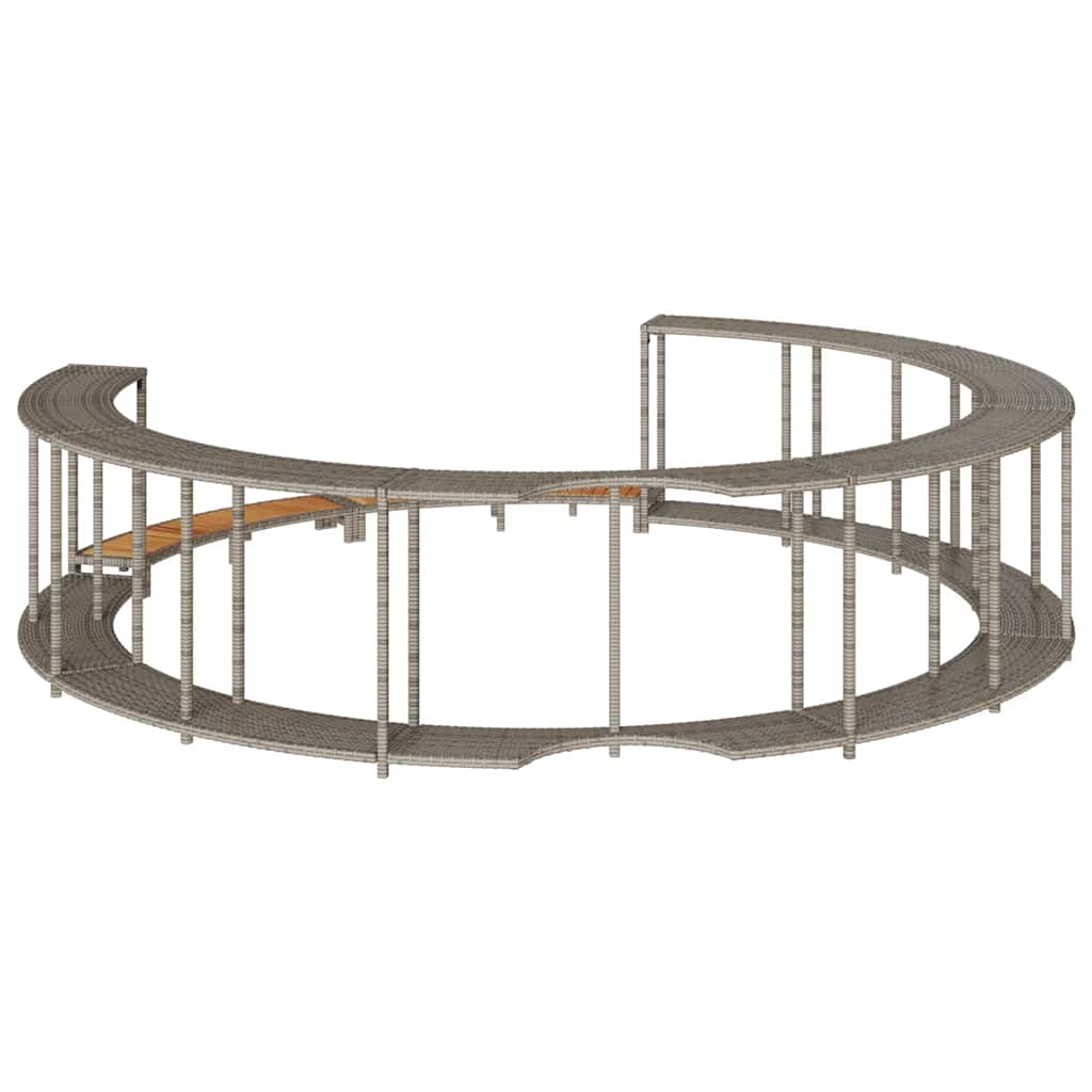 vidaXL Cadre de bain à remous rangement et marche gris résine tressée