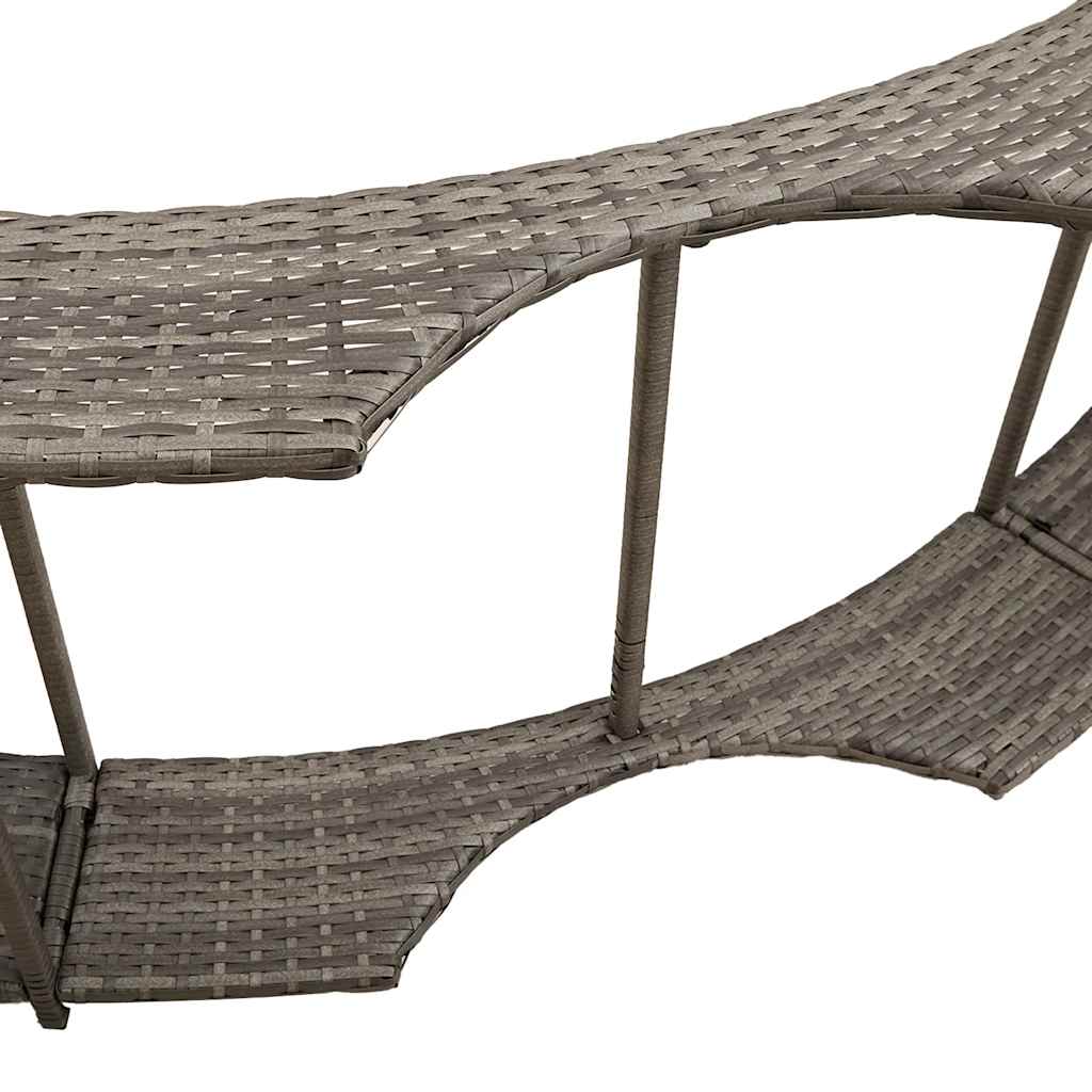 vidaXL Cadre de bain à remous rangement et marche gris résine tressée