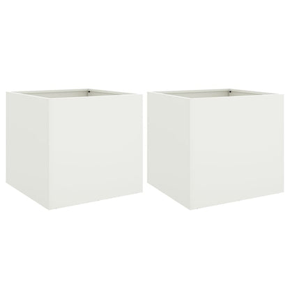 vidaXL Jardinières 2 pcs blanc 42x40x39 cm acier