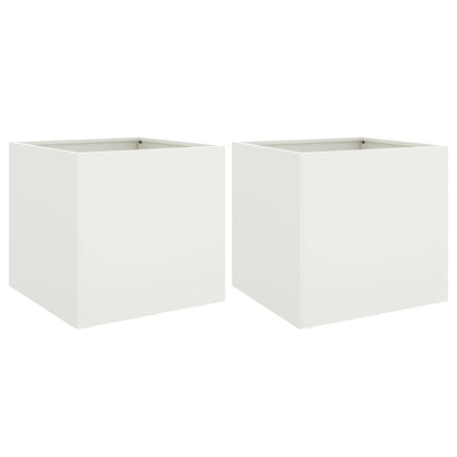 vidaXL Jardinières 2 pcs blanc 49x47x46 cm acier