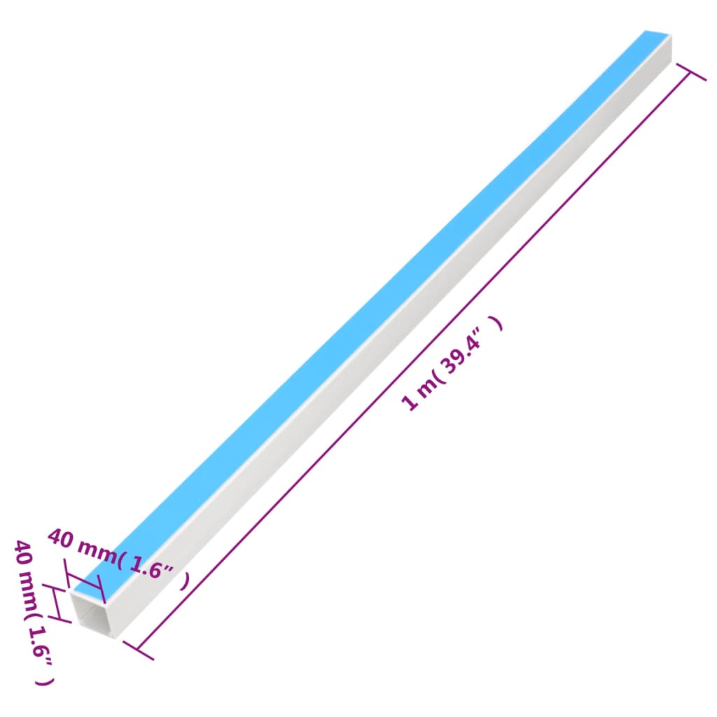 vidaXL Goulotte de câble auto-adhésive 40x40 mm 10 m PVC