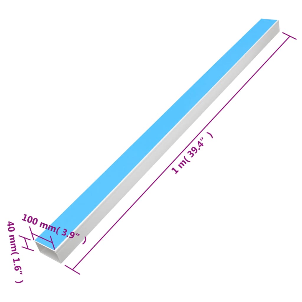 vidaXL Goulotte de câble auto-adhésive 100x40 mm 10 m PVC