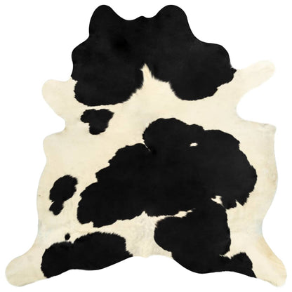 vidaXL Tapis en peau de vache véritable noir et blanc 180x220 cm