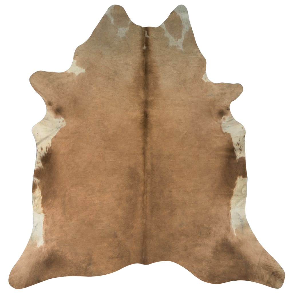 vidaXL Tapis en peau de vache véritable marron et blanc 180x220 cm