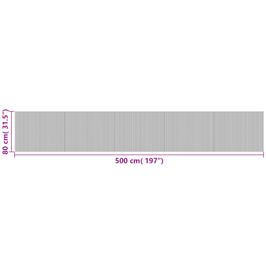 vidaXL Tapis rectangulaire gris 80x500 cm bambou