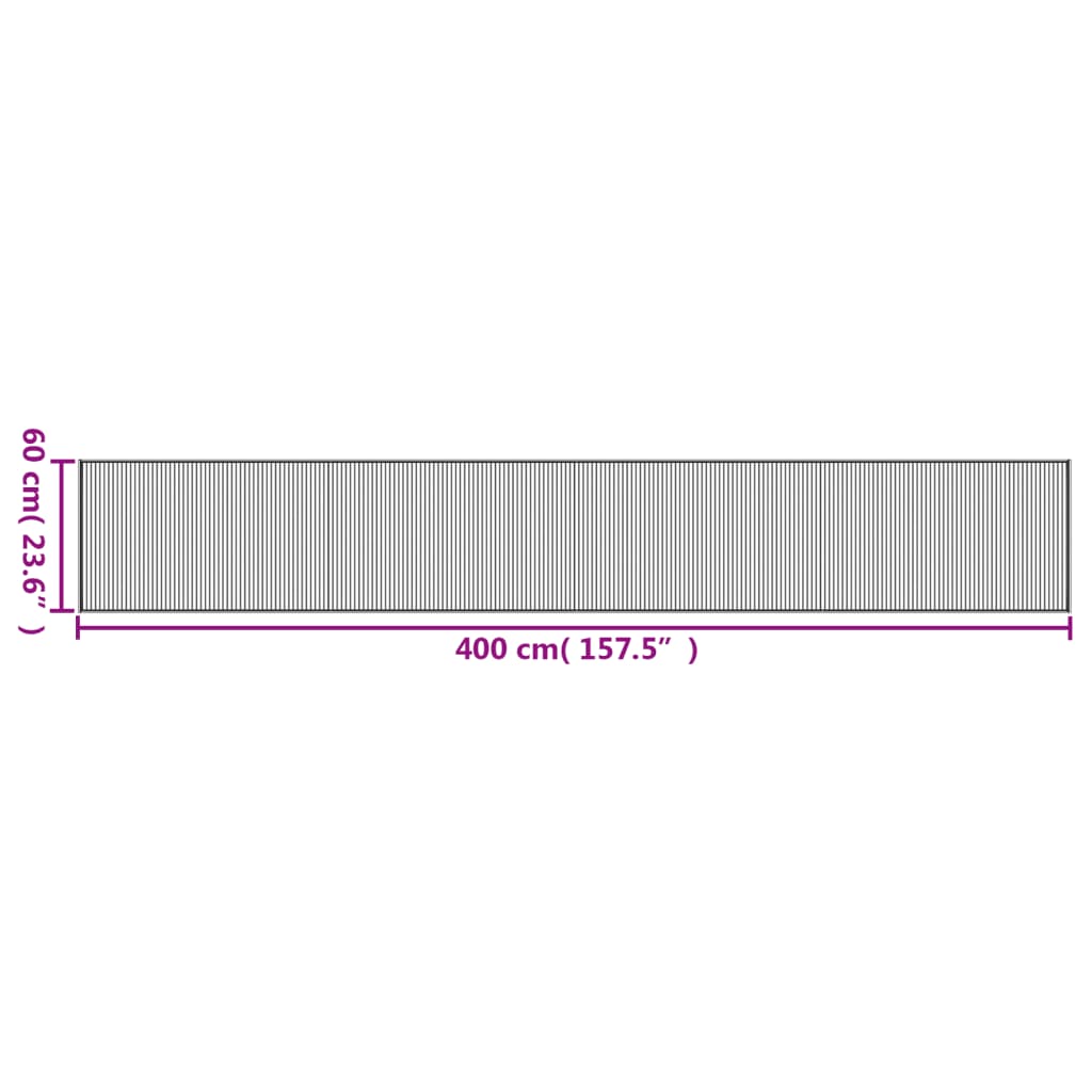 vidaXL Tapis rectangulaire gris 60x400 cm bambou