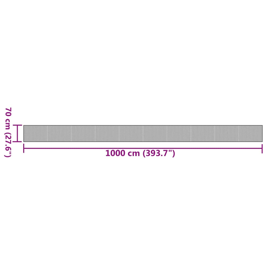 vidaXL Tapis rectangulaire gris 70x1000 cm bambou