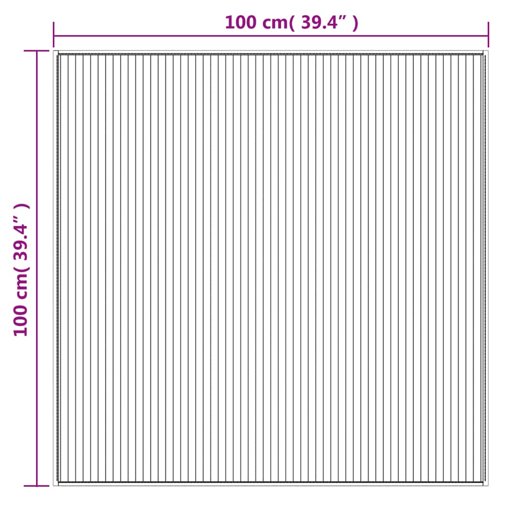 vidaXL Tapis carré gris 100x100 cm bambou