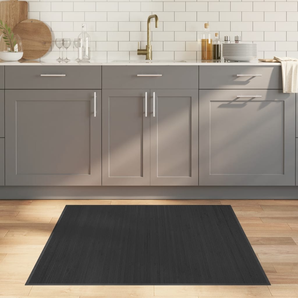 vidaXL Tapis carré gris 100x100 cm bambou