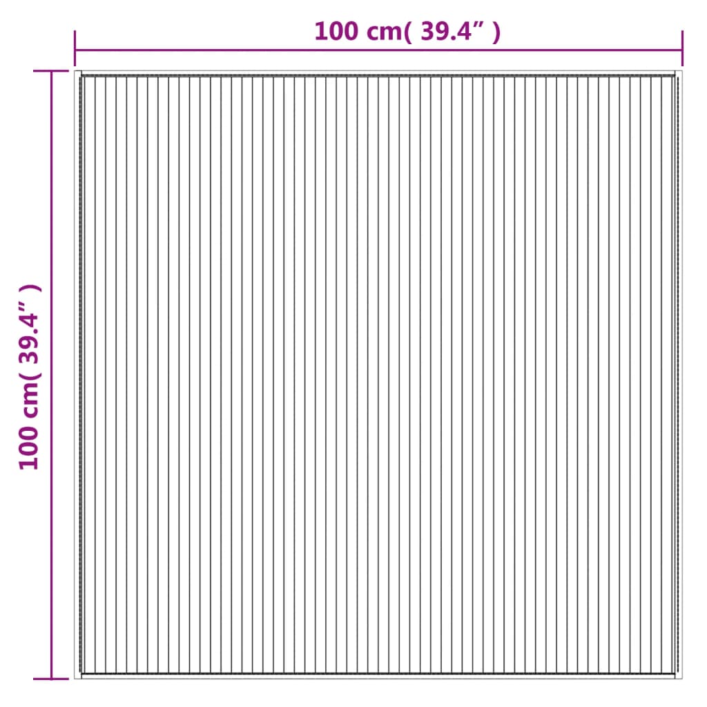 vidaXL Tapis carré marron foncé 100x100 cm bambou