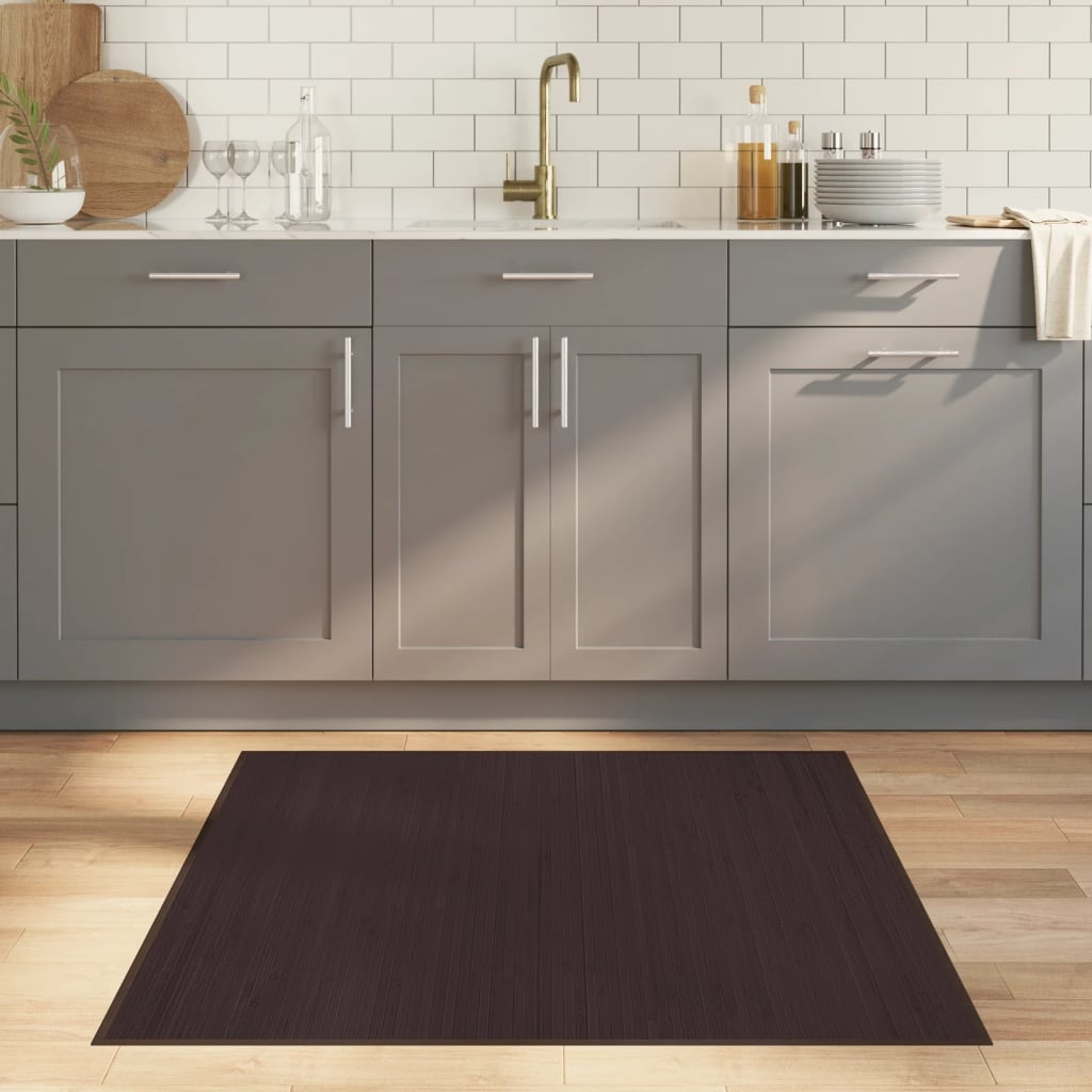 vidaXL Tapis carré marron foncé 100x100 cm bambou
