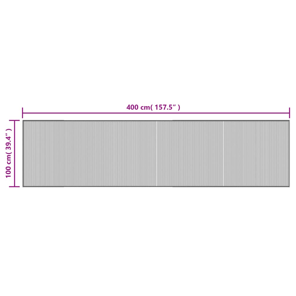 vidaXL Tapis rectangulaire gris 100x400 cm bambou